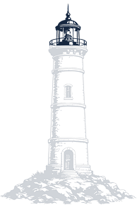 Ilustração de farol com a luz em destaque